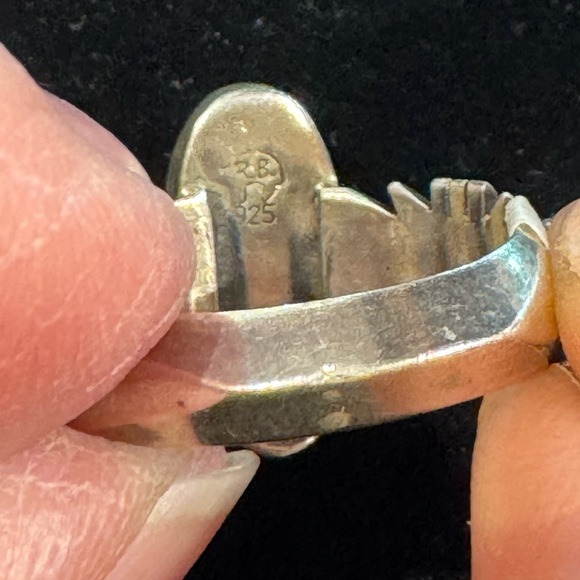 Turquoise Sterling Silver Ring Southwestern Style Size 6 - Picture 8 of 8